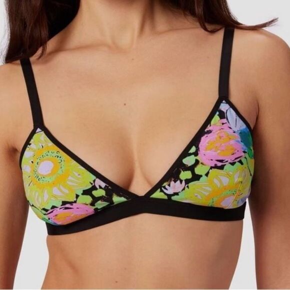 Parade Black Colorful Re:play Dream Fit Triangle Bralette In Midnight Garden - Picture 2 of 9